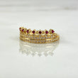 Anillo Corona 2.6gr T7 3/4 Circones Blancos Fucsias Oro Amarillo