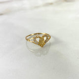 Anillo Corazon Guadalupe 1.6gr T6 3/4 Circones Blancos Oro Amarillo