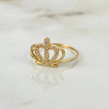 Anillo Corona Real 15s 1.4gr T5 1/2 Circones Blancos Oro Amarillo