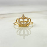 Anillo Corona Real 15s 1.3gr T6 1/4 Circones Blancos Oro Amarillo