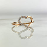 Anillo Silueta Corazon 1.4gr T6 3/4 Circones Blancos Oro Rosa