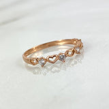 Anillo Corazones 0.95gr T6 1/4 Circones Blancos Oro Rosa