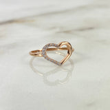 Anillo Silueta Corazon 1.4gr T6 3/4 Circones Blancos Oro Rosa