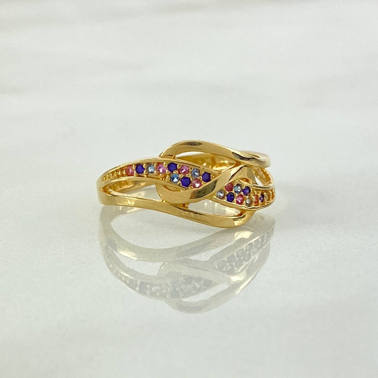 Anillo Cinta 2.8gr T7 Circones Pastel Oro Amarillo