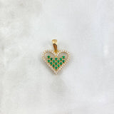 Dije Corazon 1.9gr / 2cm / Circones Blancos Verdes Oro Amarillo ©