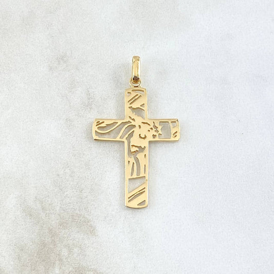 Dije Cruz Cristo Silueta 2.55gr / 3.5cm / Lisa Oro Amarillo 18K