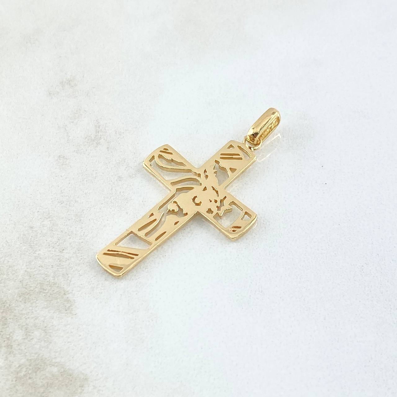 Dije Cruz Cristo Silueta 2.55gr / 3.5cm / Lisa Oro Amarillo 18K