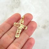 Dije Cruz Cristo Silueta 2.55gr / 3.5cm / Lisa Oro Amarillo 18K