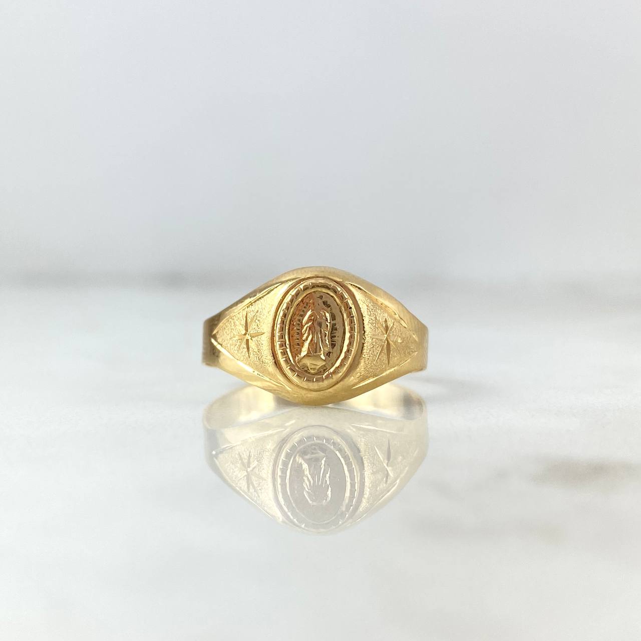 Anillo Sello Virgen Guadalupe 1.85gr / T6 1/4 / Estrellas Oro Amarillo