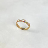 Anillo Zig Zag 1.35gr T6 Circonces Colores Oro Amarillo