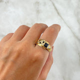 Anillo Flecha Cuadrada 4.4gr / T9 1/2 / Circones Blancos Negros Oro Amarillo