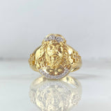 Anillo Rostro Cristo Cruces 7.15gr / T9 3/4 / Circones Blancos Dos Oros Amarillo Blanco *