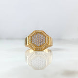 Anillo Octagonal 5.75gr / T9 3/4 / Circones Blancos Oro Amarillo