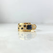 Anillo Flecha Cuadrada 4.4gr / T9 1/2 / Circones Blancos Negros Oro Amarillo