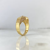 Anillo Octagonal Rayado 7.25gr / T9 1/2 / Circones Blancos Dos Oros Amarillo Blanco