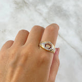 Anillo Correa Corona RX 6gr / T11 1/4 / Circones Blancos Dos Oros Amarillo Blanco