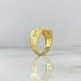 Anillo Cuadrado Lineas 8.3gr / T9 1/2 / Circones Blancos Oro Amarillo