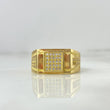 Anillo Cuadrado Lineas 8.3gr / T9 1/2 / Circones Blancos Oro Amarillo