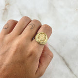 Anillo Rostro De Cristo 6.65gr / T11 1/4 / Sello Ovalado Oro Amarillo 18K