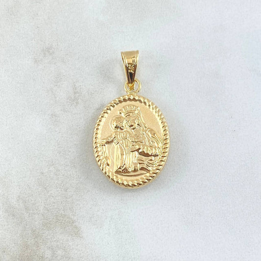 Dije Virgen Del Carmen 1.05gr / 2.4cm / Ovalo Cargador Liso Oro Amarillo 18K *