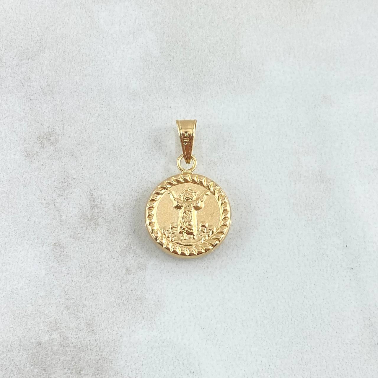 Dije Divino Niño 0.7gr / 1.7cm / Circulo Bordeado Oro Amarillo 18K *