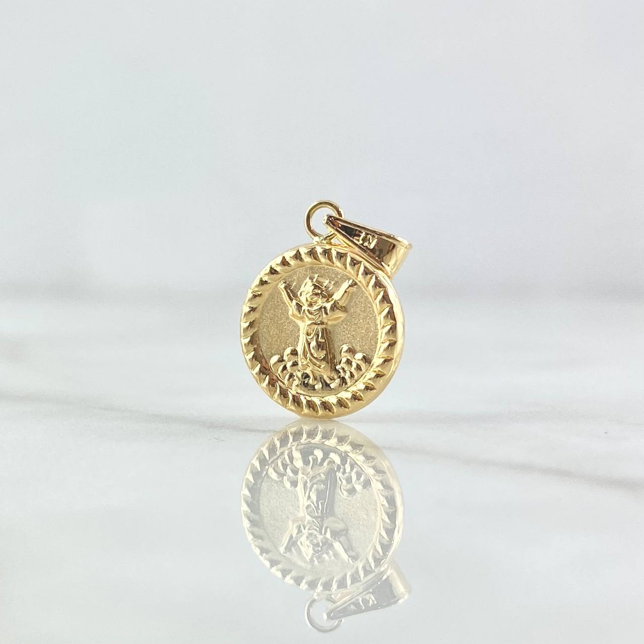 Dije Divino Niño 0.7gr / 1.7cm / Circulo Bordeado Oro Amarillo 18K *