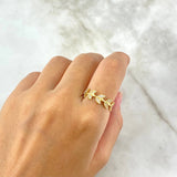 Anillo Corona de Laurel 1.8gr / T7 3/4 / Circones Blancos Oro Amarillo