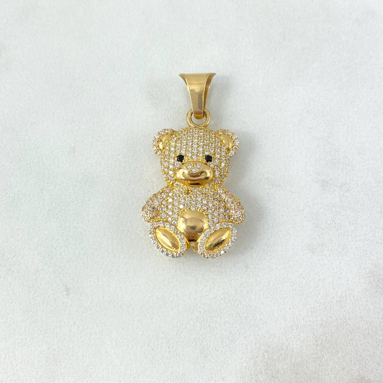 Dije Oso 6.8gr / 3.5cm / Circones Blancos Oro Amarillo