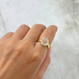 Anillo Sello Cruz 3.65gr / T6 3/4 / Circones Blancos Tres Oros