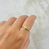 Anillo Oso 2.35gr / T6 3/4 / Circones Blancos-Verdes Oro Amarillo