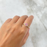 Anillo Solitario Halo 4.35gr / T5 3/4 / Circones Blancos-Rosa Oro Amarillo