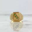 Anillo Sello Trinity Mate 4.5gr / T9 3/4 / Circones Verdes Oro Amarillo 18K