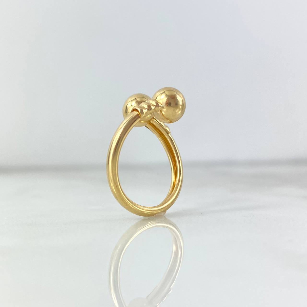 Anillo Tu y Yo 1.75gr / T4 3/4 / 6mm Bolas Lisas Oro Amarillo