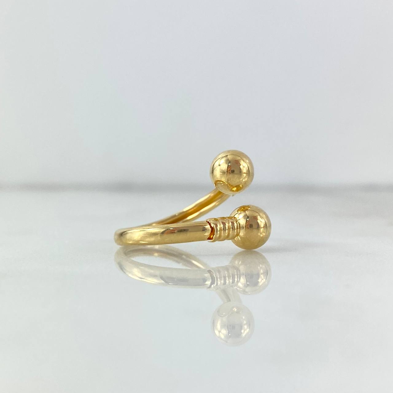 Anillo Tu y Yo 1.75gr / T4 3/4 / 6mm Bolas Lisas Oro Amarillo