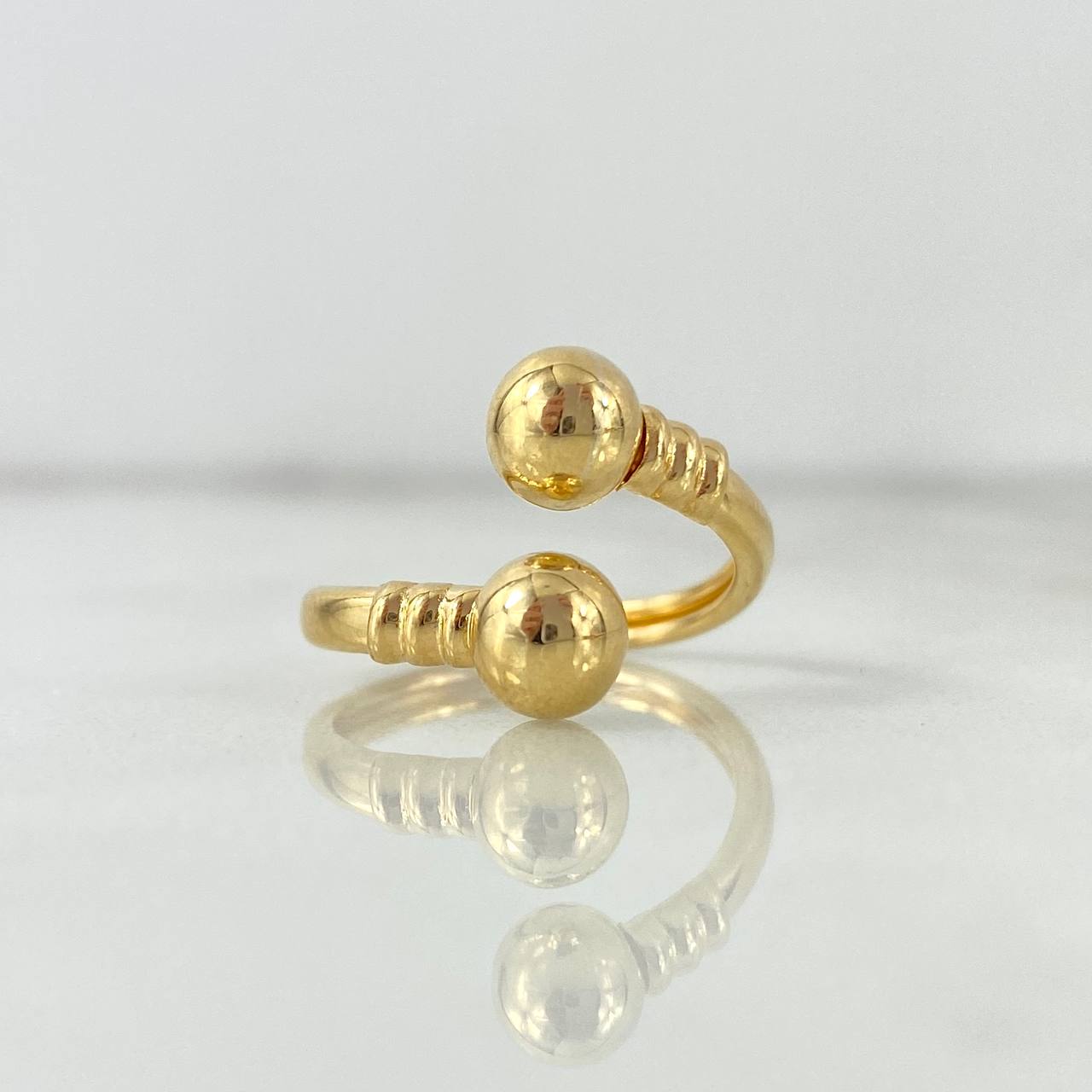 Anillo Tu y Yo 1.75gr / T4 3/4 / 6mm Bolas Lisas Oro Amarillo