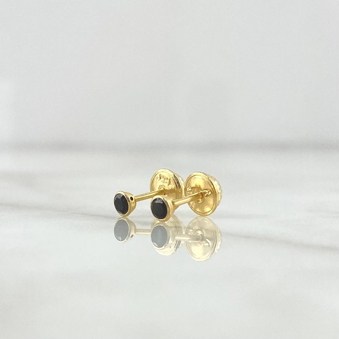 Topos Bisel 0.4gr / 3mm Circon Negro Oro Amarillo (Joya)