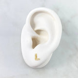 Topos Letra L 0.6gr / 6mm Circones Blancos Oro Amarillo 18K *