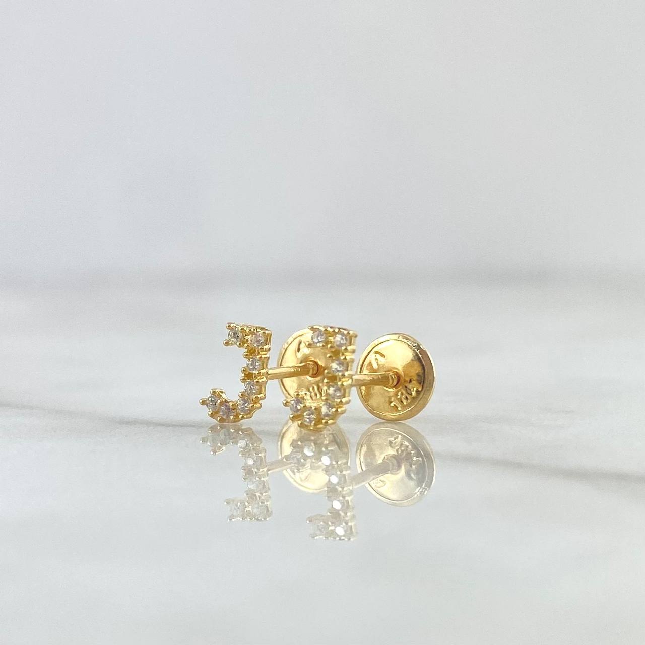 Topos Letra J 0.6gr / 6mm Circones Blancos Oro Amarillo