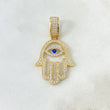 Dije Mano Hamsa 4.55gr / 4cm / Circones Blancos-Azul Oro Amarillo