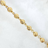 Pulso Tipo Militar 5gr / 18.5cm / 5mm Bolas Diamantadas Oro Amarillo