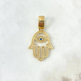 Dije Mano Hamsa 4.55gr / 4cm / Circones Blancos-Azul Oro Amarillo