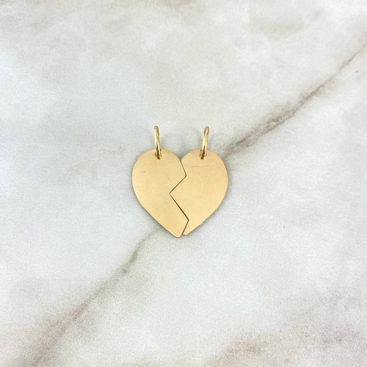 Dije Placa Corazón Pareja 2.1gr / 2.2cm-2.8cm / Oro Amarillo