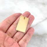 Dije Placa Rectangular 3.55gr / 3.8cm / 33mm*18mm Bordes Diamantados Oro Amarillo