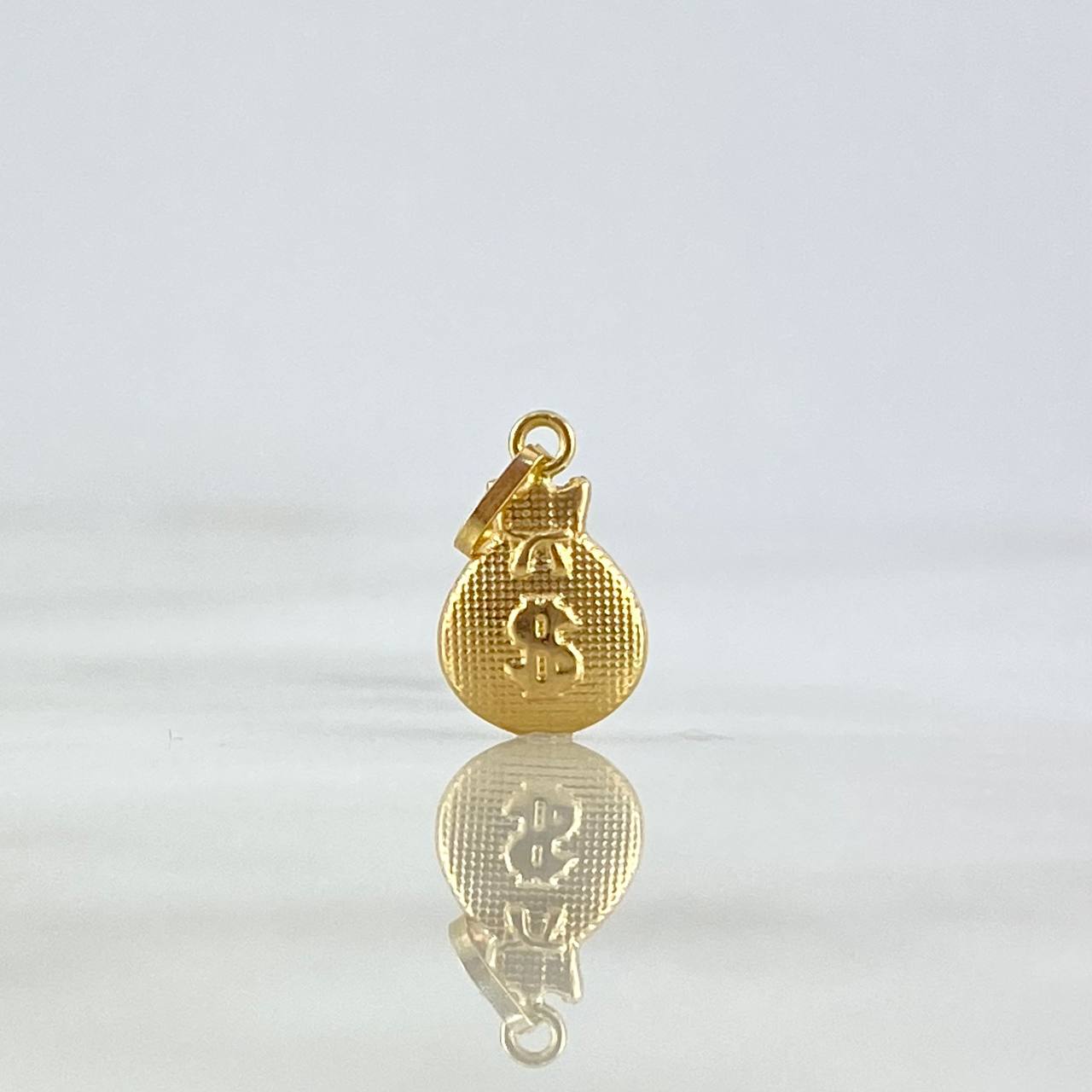 Dije Bolsa de Dinero Plana 0.4gr / 1.7cm / Punteada Oro Amarillo