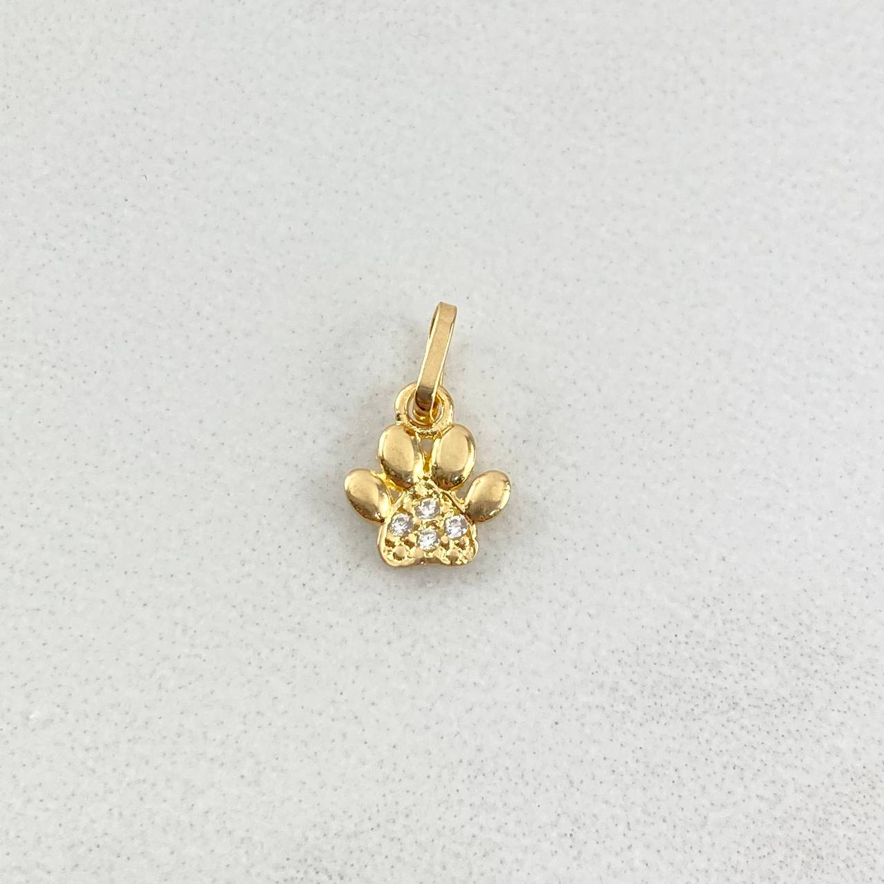 Dije Huellita 0.4gr / 1.2cm / Circones Blancos Oro Amarillo