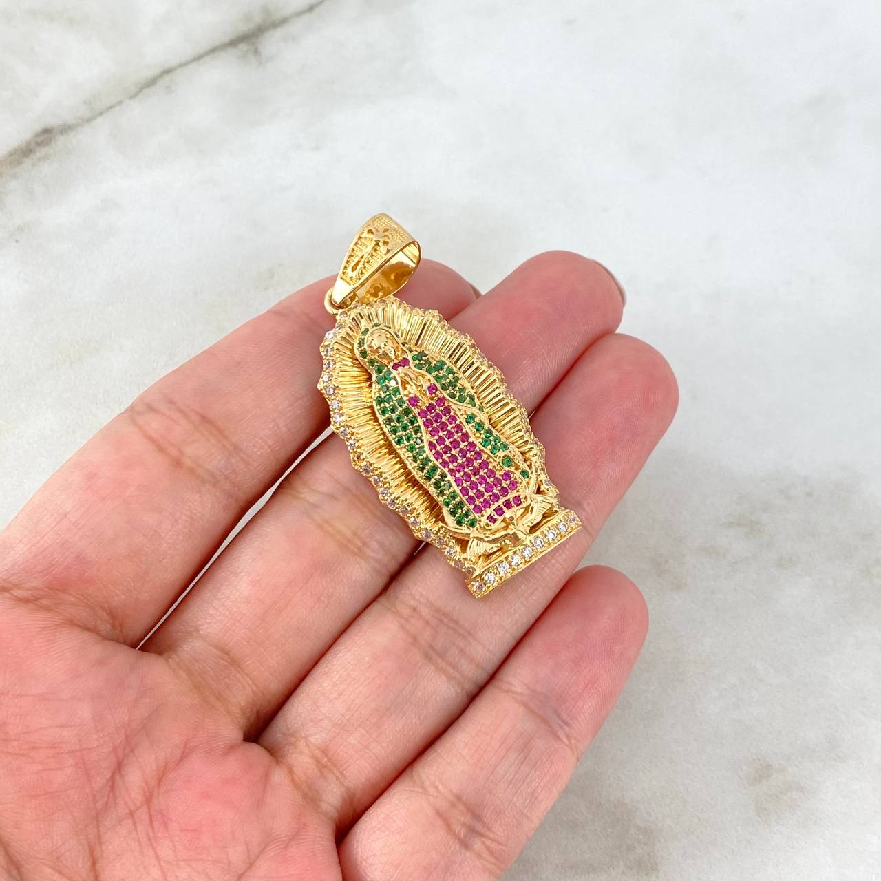 Dije Virgen Guadalupe 10gr / 4.7cm / Circones Blancos Verdes Fucsias Oro Amarillo ©