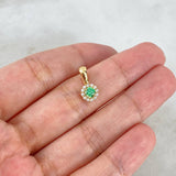 Dije Halo Verde 0.9gr / 1.4cm / Circones Blancos Oro Amarillo