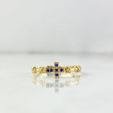 Anillo Cruz X 1.8gr / T6 3/4 / Circones Azules Oro Amarillo *