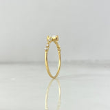 Anillo Solitario Morse Rectangular 1.15gr / T6 1/4 / Circones Blancos Oro Amarillo *