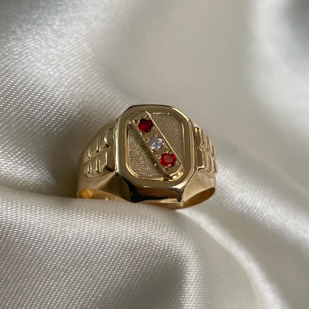 Anillo Trinity 4.2gr-T10 1/2 Circones Rojos Blanco Oro Amarillo